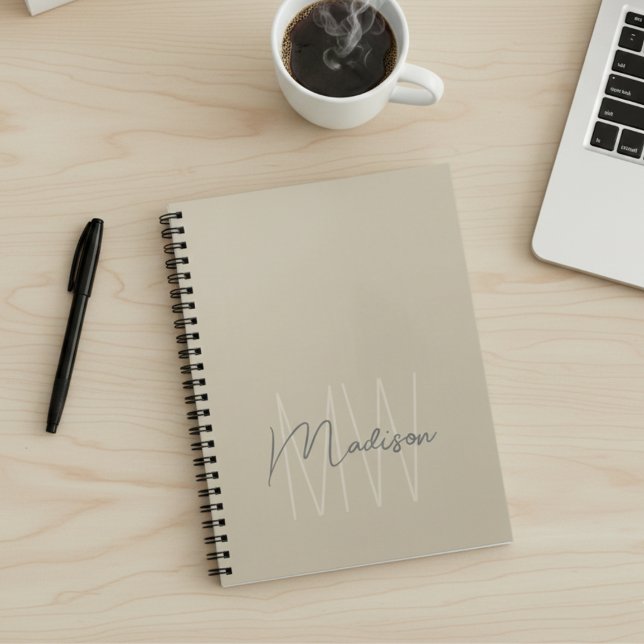 Minimalistisches Monogramm Beige Workshop Notizblock (Minimalist Monogram Beige Workshop Notebook)