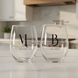 Minimalistisches Monogramm Benutzerdefinierte Hoch Weinglas Ohne Stiel