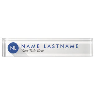 Minimalistisches Monogramm-blaues Namensplakette