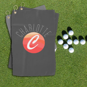 Minimalistisches Monogramm Buchstabe C Korallenora Golfhandtuch