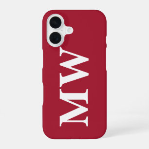 Minimalistisches Monogramm Burgunderweiß Initiale iPhone 16 Hülle