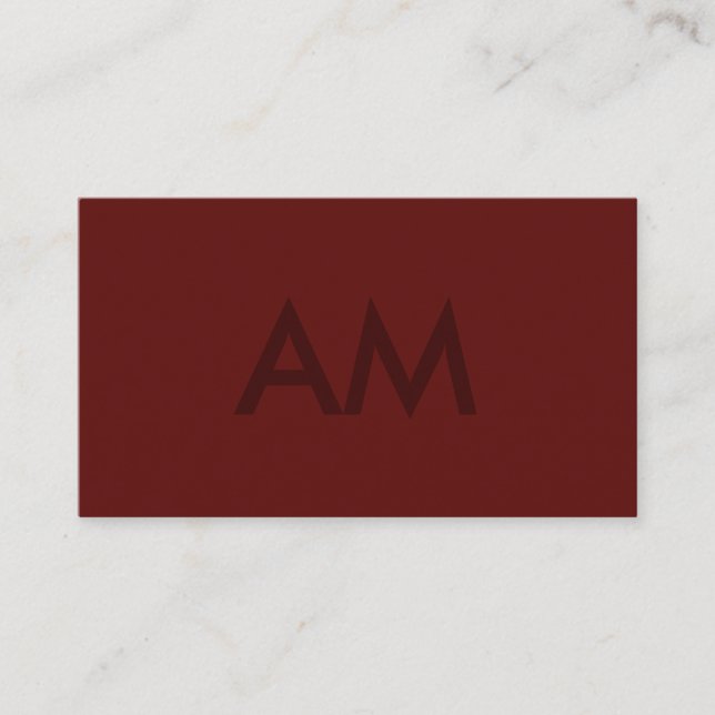 Minimalistisches Monogramm Deep Red Visitenkarte (Vorderseite)
