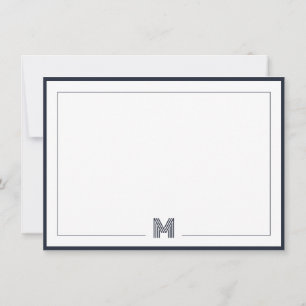 Minimalistisches Monogramm-Doppelrand-Schreibwaren Mitteilungskarte