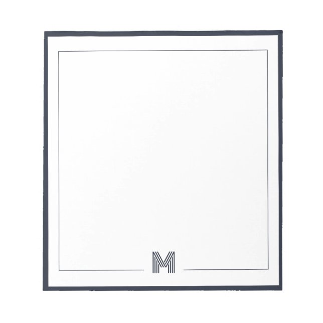 Minimalistisches Monogramm-Doppelrand-Schreibwaren Notizblock (Vorderseite)
