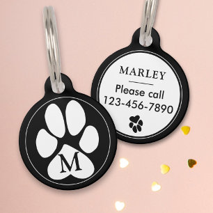 Minimalistisches Monogramm Druckfarbe für Weiße Fa Haustiermarke