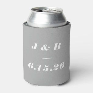 Minimalistisches Monogramm Elegantes Grau Stylisch Dosenkühler
