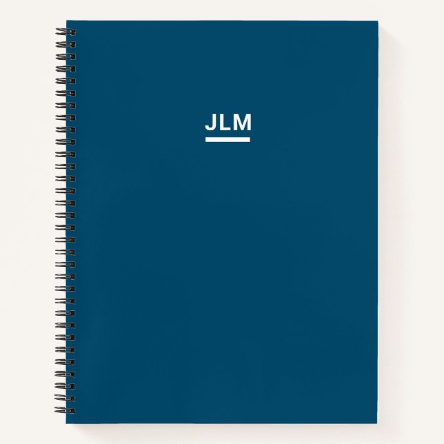 Minimalistisches Monogramm feines Weißes Navy Blau Notizbuch (Vorderseite)