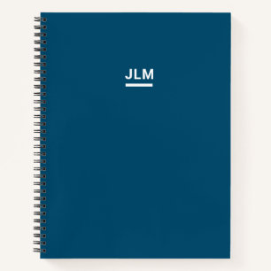 Minimalistisches Monogramm Fett Weiße Marineblau Notizbuch