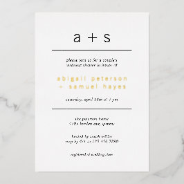 Minimalistisches Monogramm Foto Polterabend Gold Folieneinladung