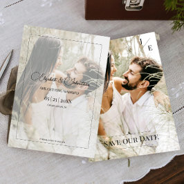 Minimalistisches Monogramm-Foto | Schwarz Save The Date