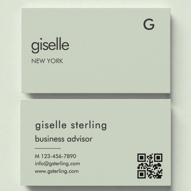 Minimalistisches Monogramm für den grünen QR-Code Visitenkarte (Von Creator hochgeladen)