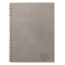 Minimalistisches Monogramm Gold & Hellbraun  Notizblock