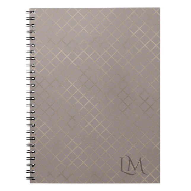 Minimalistisches Monogramm Gold & Hellbraun  Notizblock (Vorderseite)