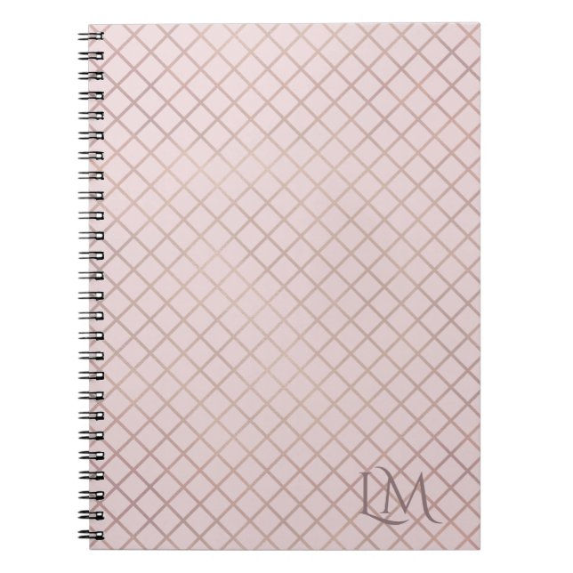 Minimalistisches Monogramm Gold & Hellrosa Taupe  Notizblock (Vorderseite)