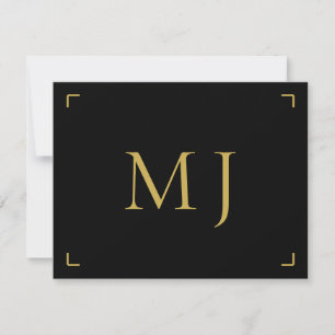 Minimalistisches Monogramm-Gold Mitteilungskarte