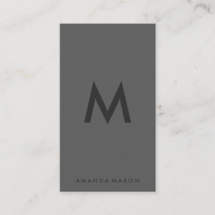 Minimalistisches Monogramm Grau Visitenkarte