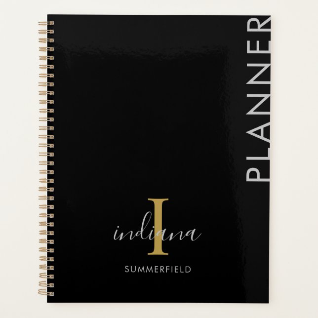 Minimalistisches Monogramm Handschrift-Skript Name Planer (Vorderseite)