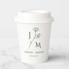 Minimalistisches Monogramm-Hochzeitsszenario Pappbecher