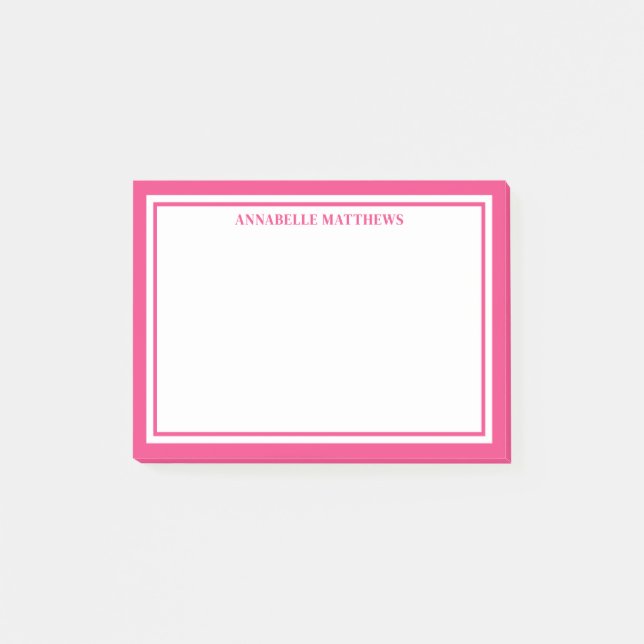 Minimalistisches Monogramm in Rosa Post-it Klebezettel (Vorderseite)