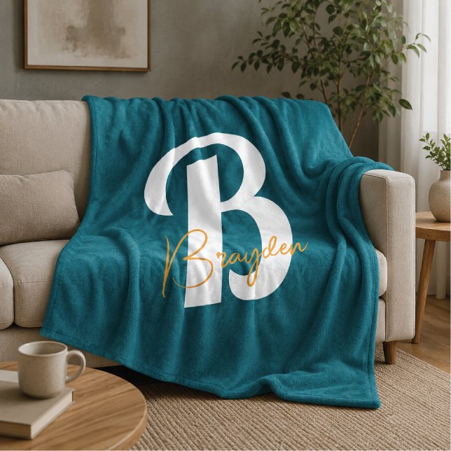 Minimalistisches Monogramm Individueller Name Flee Fleecedecke (Von Creator hochgeladen)