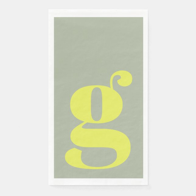 Minimalistisches Monogramm Initial fett Sage Chart Serviette (Vorderseite)