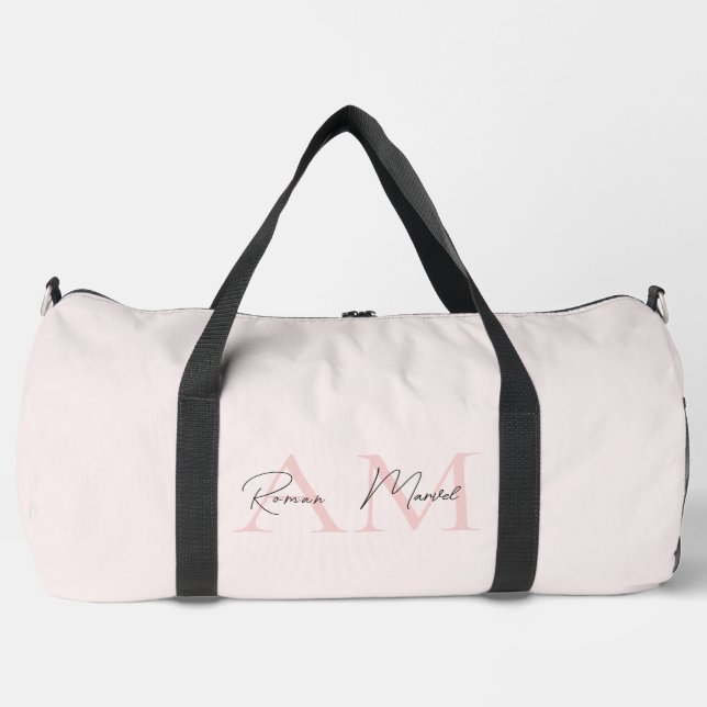 Minimalistisches Monogramm Initial- und Namenspate Duffle Bag (Vorderseite)