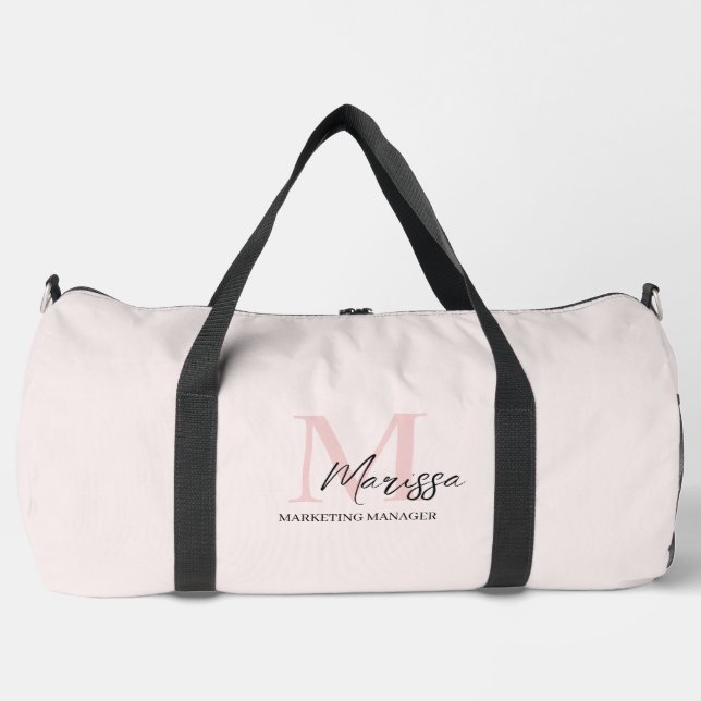 Minimalistisches Monogramm Initial- und Namenspate Duffle Bag (Vorderseite)