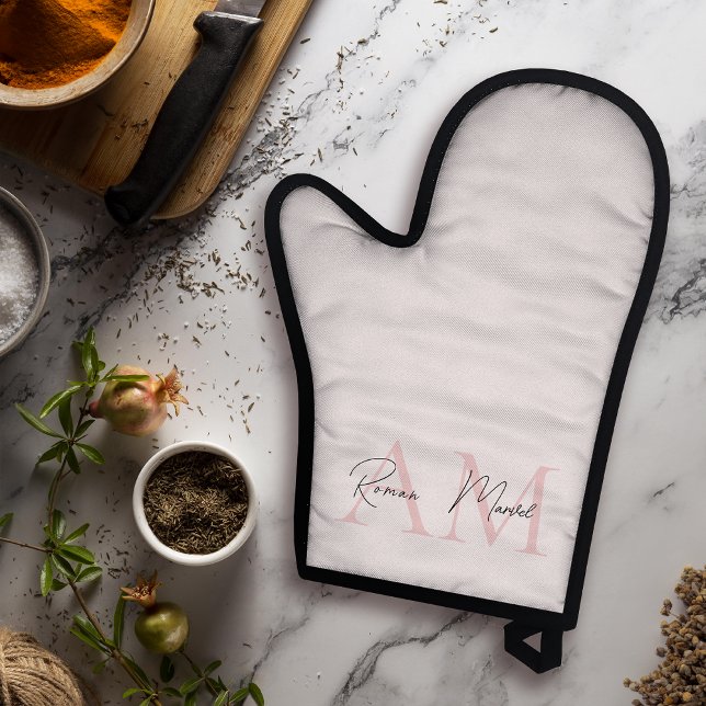 Minimalistisches Monogramm Initial- und Namenspate Ofenhandschuh & Topflappen-Set (Von Creator hochgeladen)