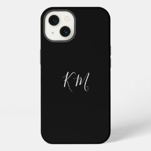 Minimalistisches Monogramm Initialen schwarze Hand iPhone 13 Hülle