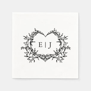 Minimalistisches Monogramm Kalligrafie-Wappen Hoch Serviette