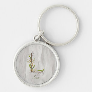 Minimalistisches Monogramm L: Touch der Natur Schlüsselanhänger