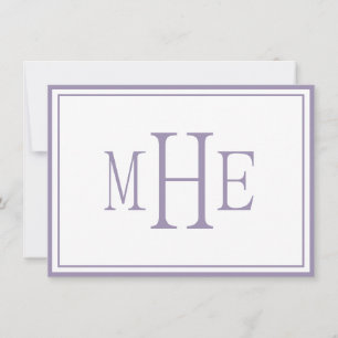 Minimalistisches Monogramm Lila Mitteilungskarte