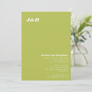Minimalistisches Monogramm Limettengrün Hochzeit Einladung