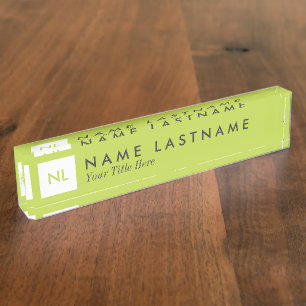 Minimalistisches Monogramm-Limon-Quadrat-Schreibti Namensplakette