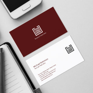 Minimalistisches Monogramm mit Logo auf Maroon Visitenkarte