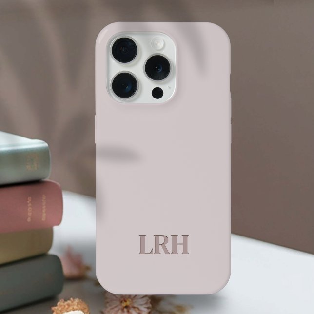 Minimalistisches Monogramm mit neutraler Doppelsch iPhone Hülle (Minimalist Soft Beige Aesthetic Phone Case)