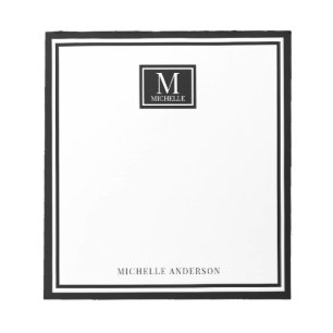 Minimalistisches Monogramm mit zwei Rändern in Sch Notizblock