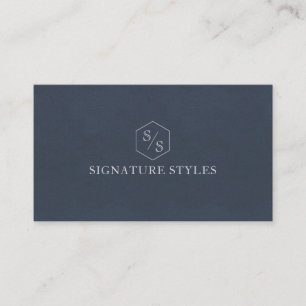 Minimalistisches Monogramm   Mitternachtsblau Visitenkarte