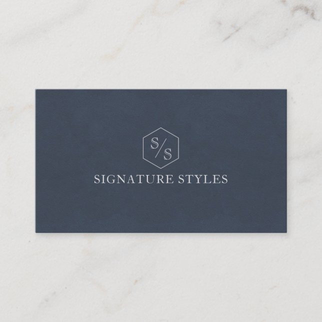 Minimalistisches Monogramm | Mitternachtsblau Visitenkarte (Vorderseite)