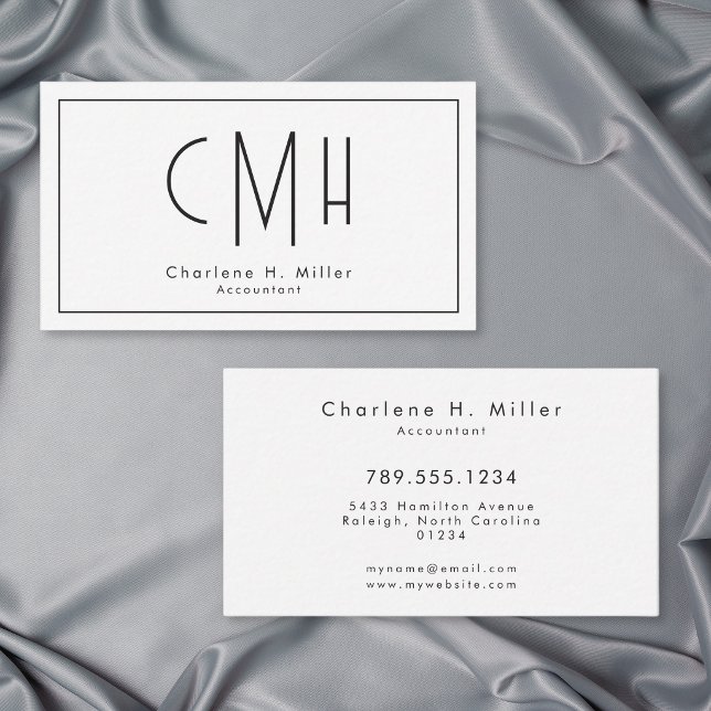 Minimalistisches Monogramm Modern Professionell Visitenkarte (Minimalist Monogram Modern Professional Business Card)
