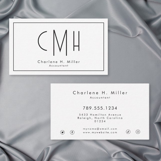 Minimalistisches Monogramm Modern Professionell Visitenkarte (Minimalist Monogram Modern Professional Business Card)
