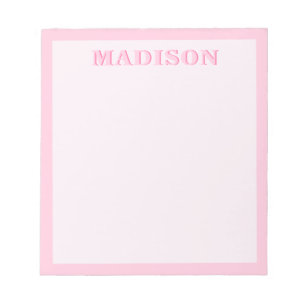 Minimalistisches Monogramm, modern rosa Bänder Notizblock