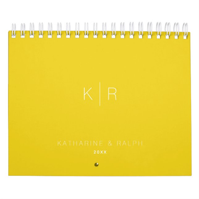 Minimalistisches Monogramm Mustard Yellow Newlyn-F Kalender (Titelbild)