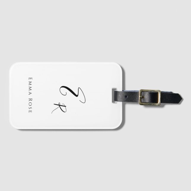Minimalistisches Monogramm Name Elegante Schriftar Gepäckanhänger (Vorderseite (Horizontal))