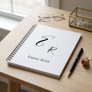 Minimalistisches Monogramm Name Elegante Schriftar Notizbuch