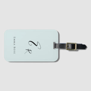 Minimalistisches Monogramm Name Elegantes Mintgrün Gepäckanhänger