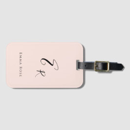 Minimalistisches Monogramm Name Elegantes Rosa Gepäckanhänger