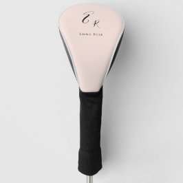 Minimalistisches Monogramm Name Elegantes Rosa Golf Headcover