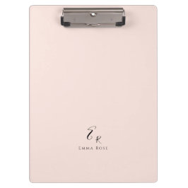 Minimalistisches Monogramm Name Elegantes Rosa Klemmbrett