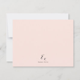 Minimalistisches Monogramm Name Elegantes Rosa Mitteilungskarte